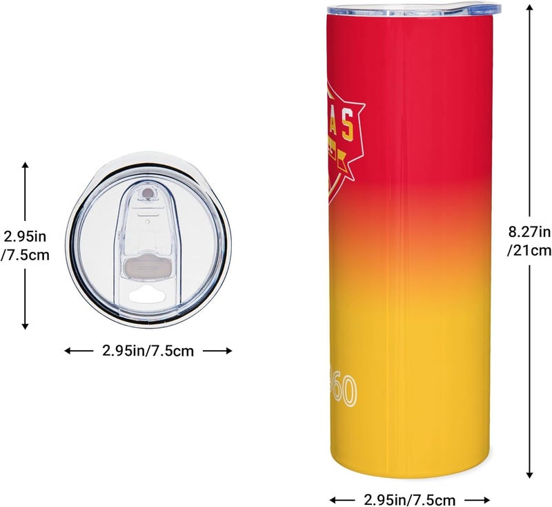 Suswoos Kansas EST 1960 Tumblers 20oz Straight Skinny Car Cups Sports Travel Coffee Mug,Stainless Steel,Insulated,Classic Collection Gifts for Men Women Fans. - Image 1